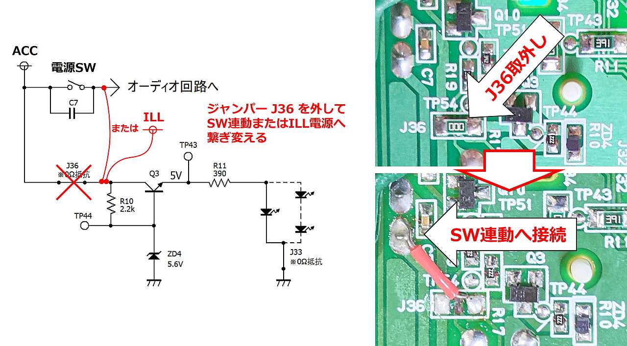 変更前後の回路と写真